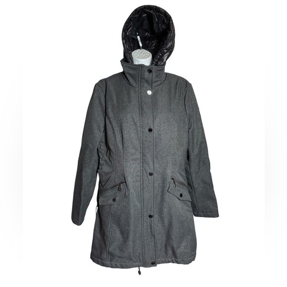 GUESS COAT SIZE XL Women's Gray 2‎ layers double zipper  Hooded Jacket 🩶 - Picture 1 of 16